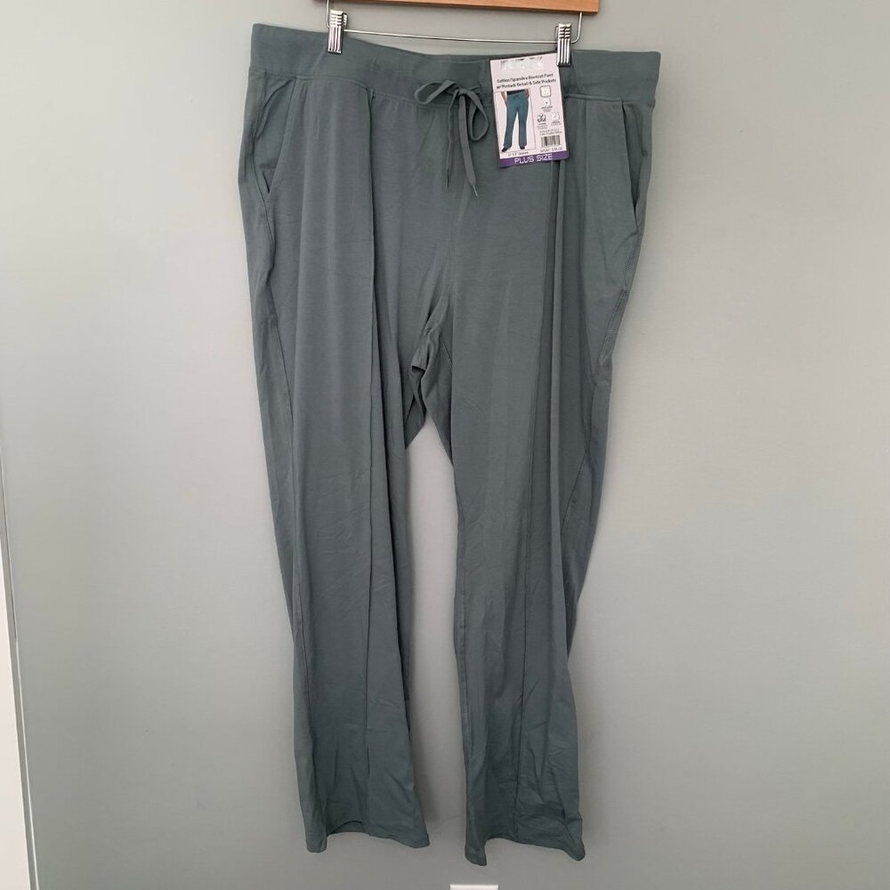 NEW RBX Active Womens Plus 3X Bootcut Pants Pintuck Pockets Frosted Willow Green
